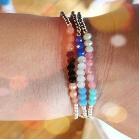 Bracelet billes élastique argent et cristal