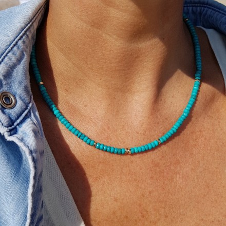 Collier turquoise et or