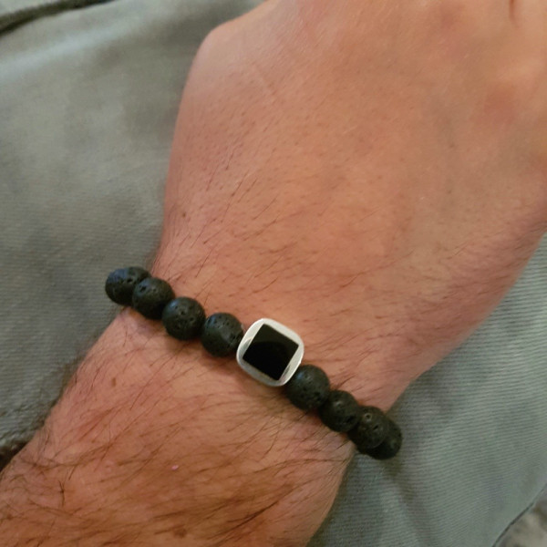 Bracelet Homme lave et onyx