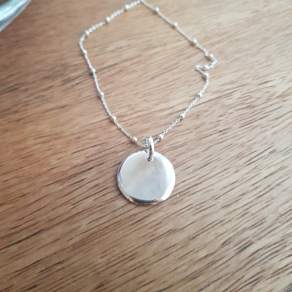 Collier médaille bombée chaîne mixte argent