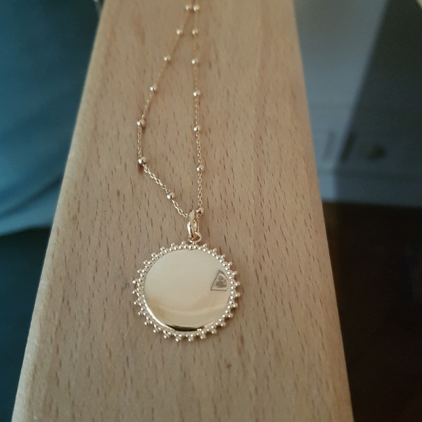 Collier médaille couronne chaîne mixte