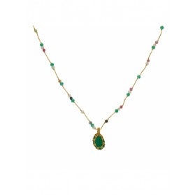 Collier cordon or onyx verte