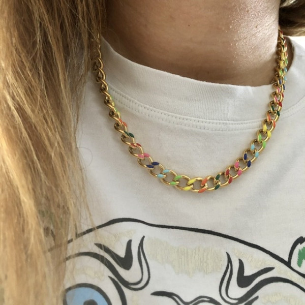 Collier maille multicolore