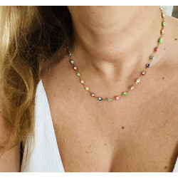 Collier mini yeux multicolore