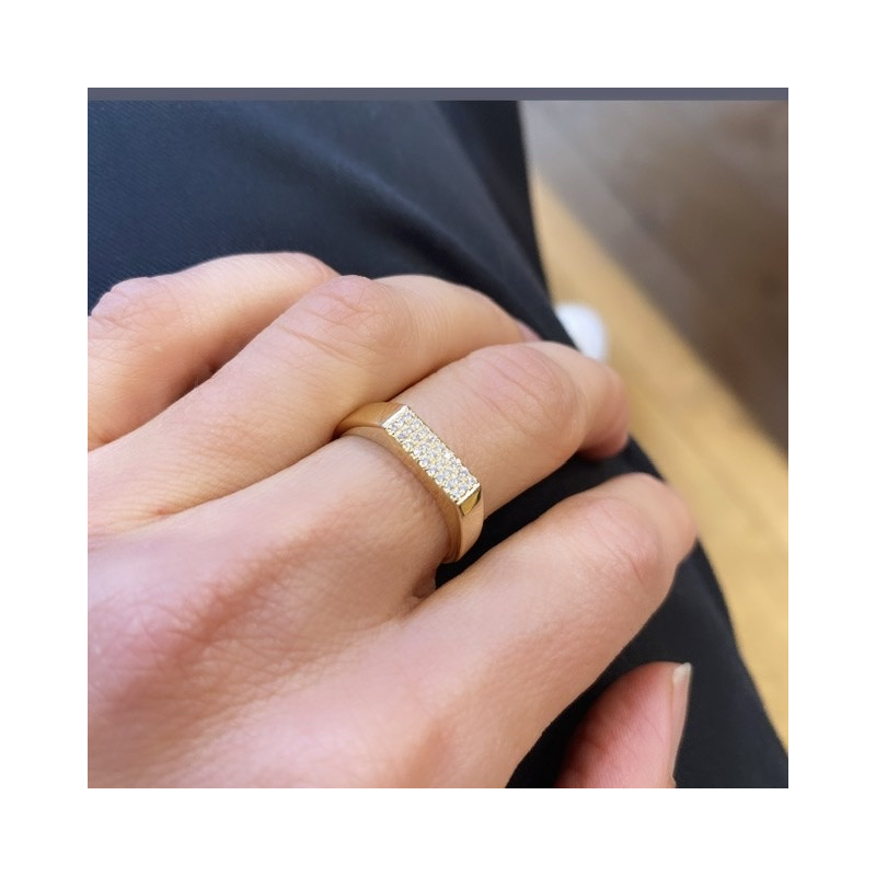 Bague rectangle pavé