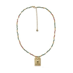 Collier plaque œil pierres