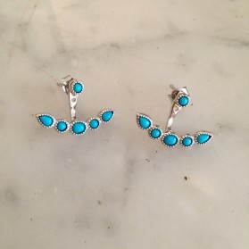 Boucles d'oreilles argent devant/derrière et turquoise