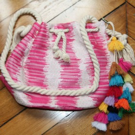 Sac tissu corde et pompon