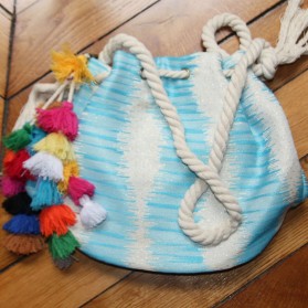 Sac tissu corde et pompon