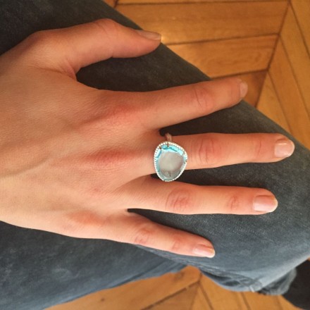 Bague Triangle Topaze bleue