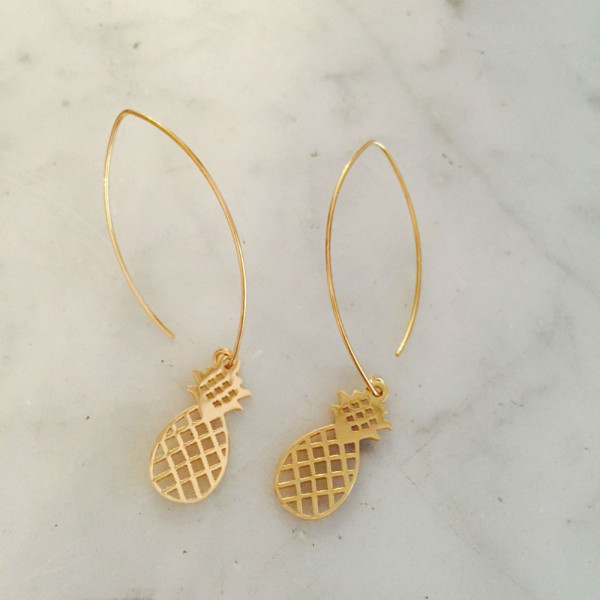 Boucles d'oreilles ananas dorées