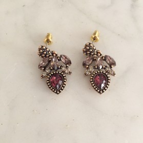 Boucles Strass Pendantes Bordeaux